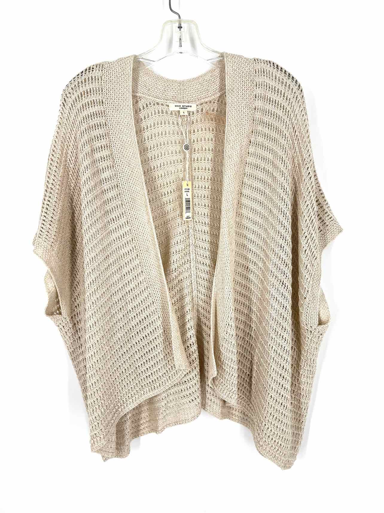 Max Studio Size L Beige Solid Knit NEW Designer Cardigan
